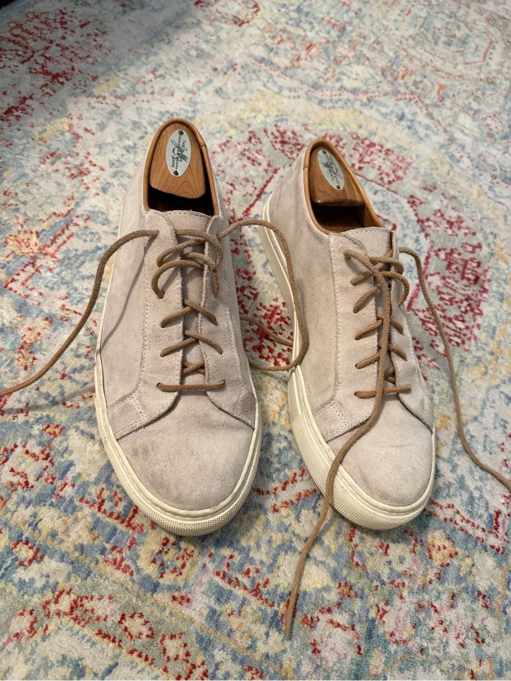 Sid Mashburn Men’s Beige Ivoey Suede Lace Up Low Top Sneakers Us Size 9